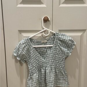 La Hearts Green Plaid Blouse